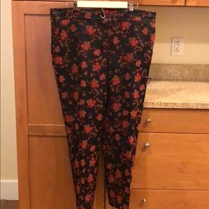 Jacquard Floral Pants-Loft
